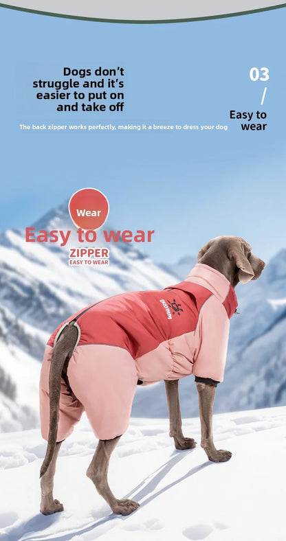 2025 New Winter style dog clothes outdoor large  four-legged clothes big windbreaker cold-proof warm fashion pet clothing