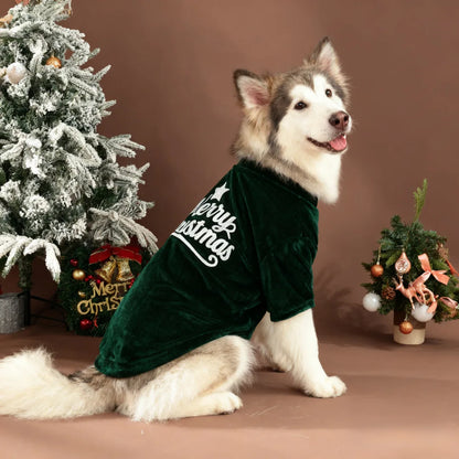 Pet Christmas Clothes Classic Merry Christmas Print Fall Winter Pet Clothing for Large Dogs Christmas Holiday Outfit Atmosphere