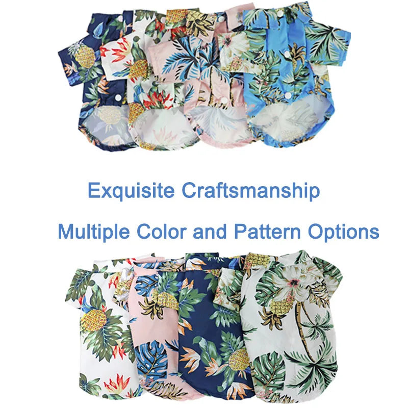 Hawaiian Style Puppy Clothes for Small Medium Dogs T-shirt Pet Clothing French Bulldog Vest Pets Outfits Chihuahua Costumes