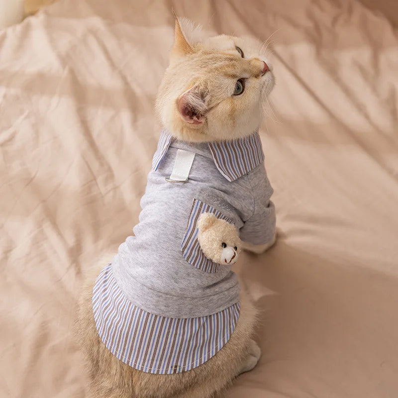 Dog Clothes 2025 Cute Bear Puppy Hoodies Autumn Winter Warm Coat Polo Shirts Cat Clothing Chihuhua Bichon Apparels Dog Pullover