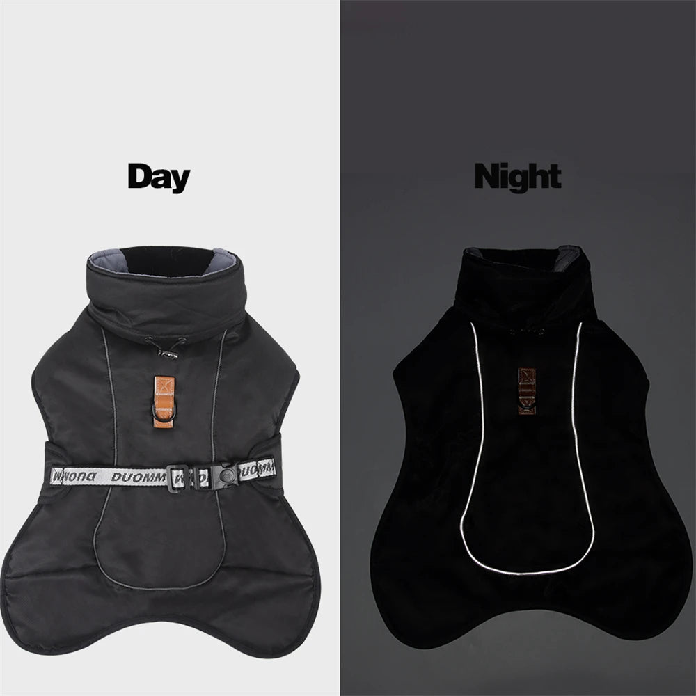 Winter Warm Dog Clothes For Medium Large Dogs Reflective Windproof Pet Thicken Down Jacket Labrador French Bulldog Coat Outfits