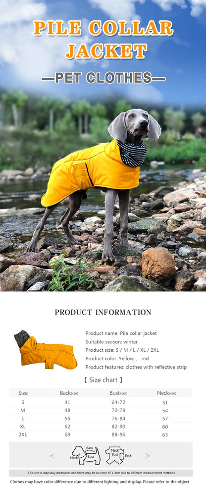 Dog Clothes Autumn and Winter Clothes Medium-sized Large Dog Pet Double Collar Warm Water-repellent Cotton-padded Jacket Vest