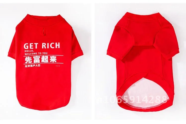 Winter Clothes For Large Medium Dogs Warm Red Hoodies Girl Sweatshirt Sweater New Polar T-shirt Eve Years Pets Outfit Fleece Boy