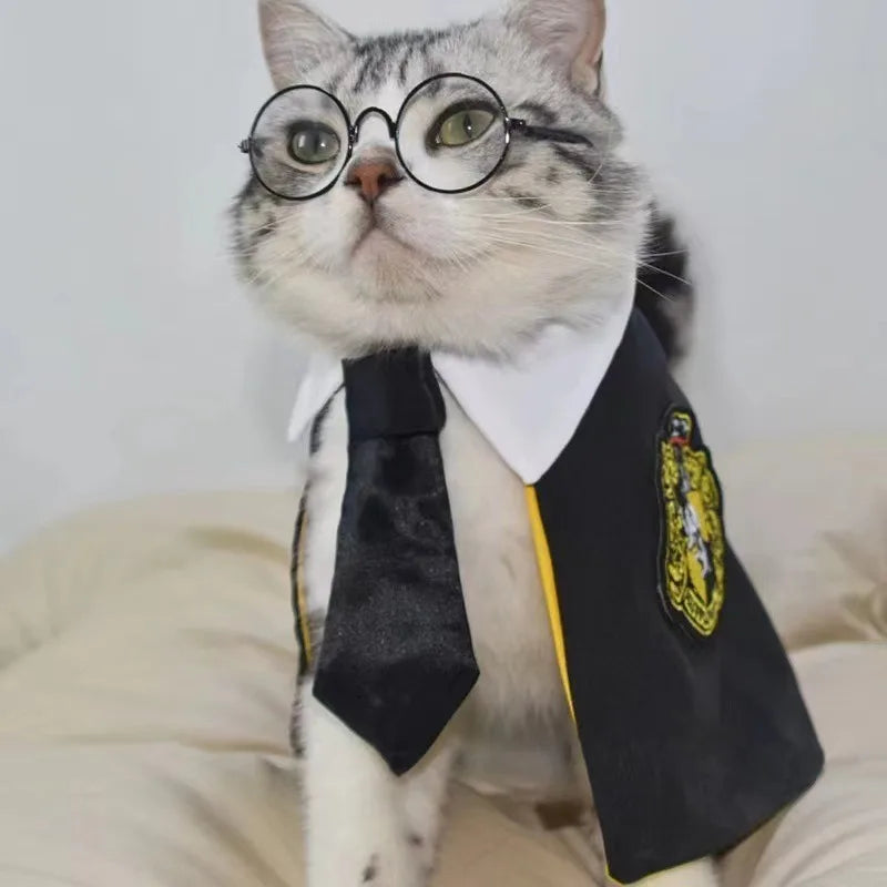 Cosplay Dogs Cloak Cape Magic Academy British Dogs Cloak Cos Embroidery Teddy Small Cat Pet Clothes Winter Fashion Pets Supplies