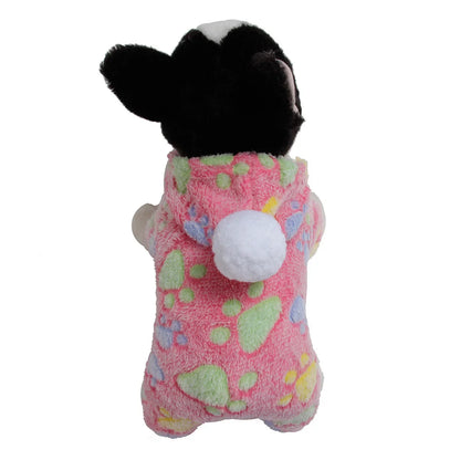 Pet Clothes Flannel Dog Costume Dog Cold Weather Coats Cat Apparel Soft Flannel Doggie Jumpsuit Clothes Pet Four Legged Pajamas