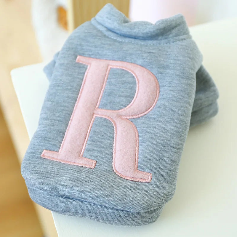 Clothes for Small Dogs Teddy than Bear Dog Clothes Autumn and Winter New Add Velvet Warm Warm Letter R Hoodie