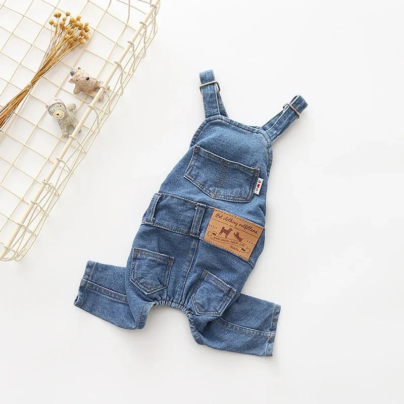 Denim Pet Overalls for French Bulldog, Jean Jumpsuit for Small and Medium Dogs, Fashion Clothes, Spring and Summer
