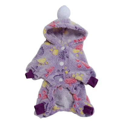 Pet Clothes Flannel Dog Costume Dog Cold Weather Coats Cat Apparel Soft Flannel Doggie Jumpsuit Clothes Pet Four Legged Pajamas