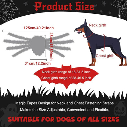 Large Dog Halloween Costume Spider Costume with LED Purple Lights Funny for Dogs Pets Clothes Puppy Outfits Cosplay Party Decor
