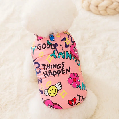 Fashion Print Dog Down Jacket Cute Soft Dog Clothes Winter Cat Jacket Coat Warm Puppy Costume Chihuahua French Bulldog Clothes