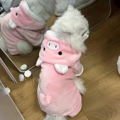 Cartoon Animal Dog Cat Costume Small Dogs Cat Winter Warm Pet Jumpsuit Pajama for Yorkies Poodle Overalls Puppy Mascotas Clothes