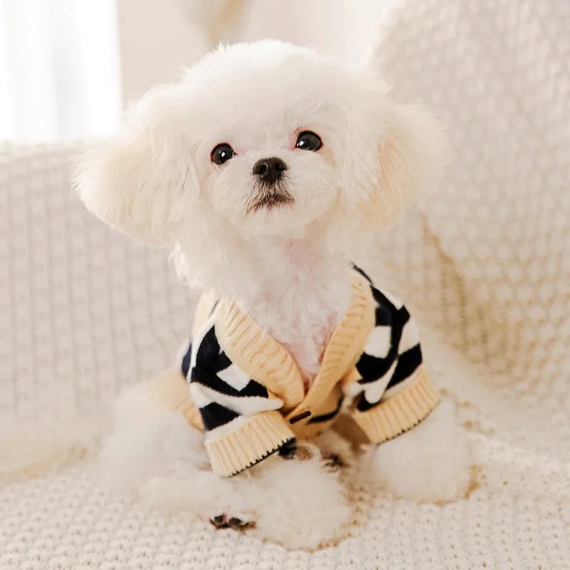 Dog Clothes Winter Fashion Dog Sweater Striped Dog Coat Chihuahua Bichon Frise Clothing Pet Costume Warm Sweaters Dog Cardigan