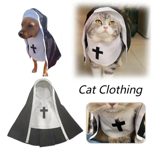 Pet Cat Halloween Costumes Nun Cloak For Small Pet Cosplay Dress Kawaii Pet Clothes Cat Kitten Puppy Funny Accessoties Gift F8S2