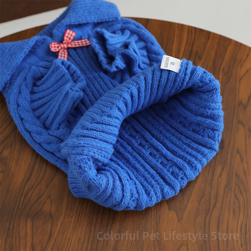 Luxury Pet Small Pet Dog Clothes Sweater Fashion Solid Fried Dough Twists Knitting Warm Comfort Clothing Sweater for Puppy