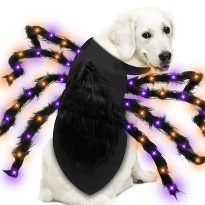 Large Dog Halloween Costume Spider Costume with LED Purple Lights Funny for Dogs Pets Clothes Puppy Outfits Cosplay Party Decor