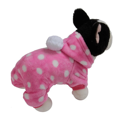 Pet Clothes Flannel Dog Costume Dog Cold Weather Coats Cat Apparel Soft Flannel Doggie Jumpsuit Clothes Pet Four Legged Pajamas