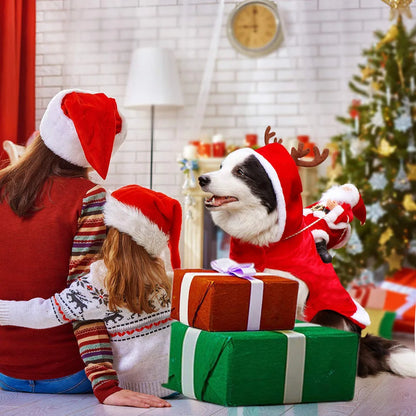 Christmas Pet Clothes Santa Sitting on Back Winter Dog Costume Cosplay Outfit for Small Medium Large Dogs Cats Party Dressing up