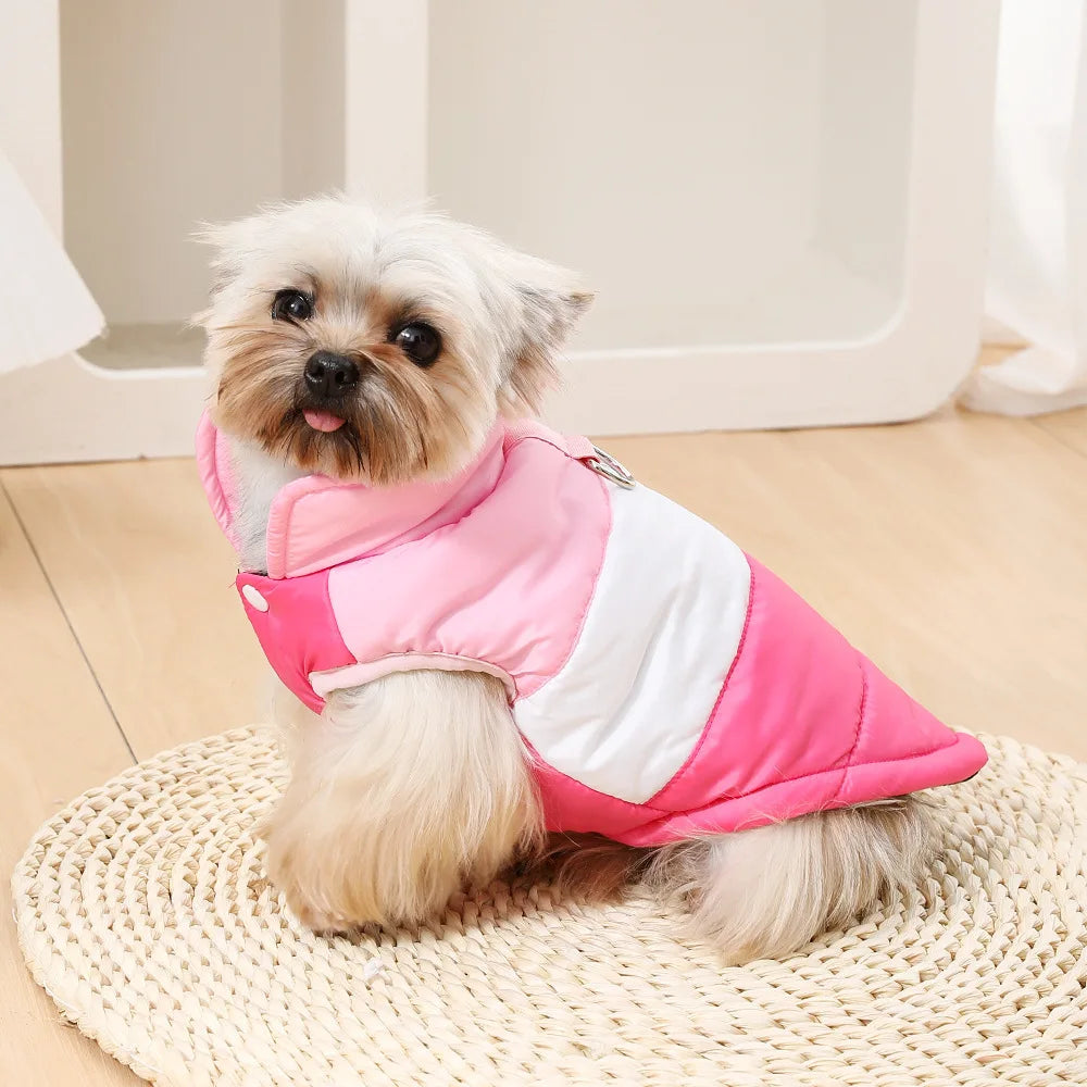 Windproof Dog Clothes  Color-blocking Puppy Coat  Winter Small Dogs Costumes Cats Clothing D-ring Yorkshire Pug Pet Outfits