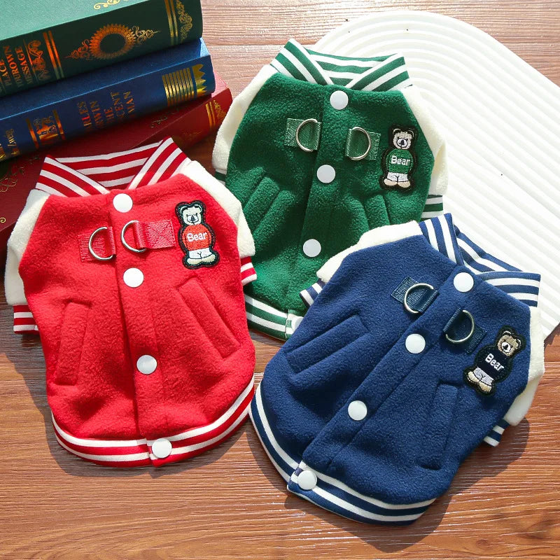 Dog clothing baseball jackets autumn/winter fleece jackets pet Teddy Shih Tzu French Bulldog Pug clothes accessories