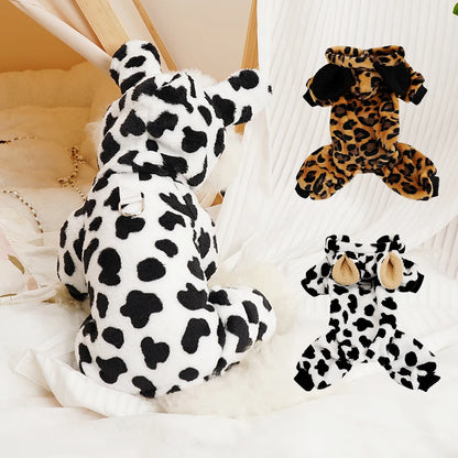 Cute Dog Cat Clothes Jumpsuit Soft Fleece Winter Dogs Play Costume With Hat Small Medium Pet Clothing Chihuahua Yorkshire