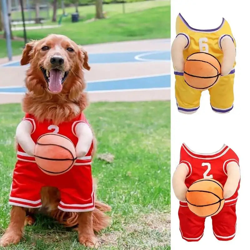 Dog Basketball Player Costume Funny Sports Cosplay Clothes Breathable Puppy Holding Basketball Clothing With Ball Halloween