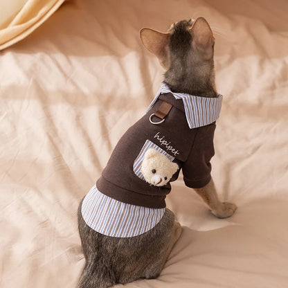 Dog Clothes 2025 Cute Bear Puppy Hoodies Autumn Winter Warm Coat Polo Shirts Cat Clothing Chihuhua Bichon Apparels Dog Pullover