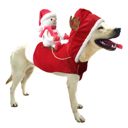 Christmas Pet Clothes Santa Sitting on Back Winter Dog Costume Cosplay Outfit for Small Medium Large Dogs Cats Party Dressing up