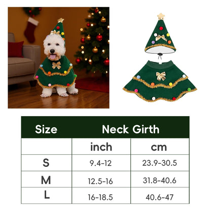 2025 Christmas Pet Clothes Christmas Tree Pet Cape Shawl Dog Transformed Into New Year Holiday Gifts New Puppy Cosplay Clothes
