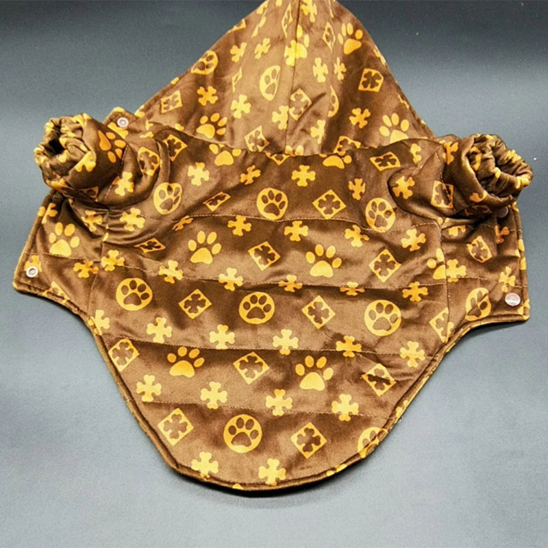 Winter Pet Clothes Warm Cotton Clothing For Puppies Small Medium Fat Dogs Coats Dog Paw Prints Double-Sided Wearable Pet Jackets