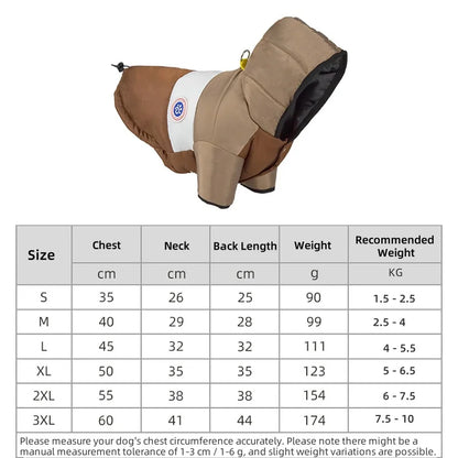 1.5-10 KgThickened and Warm Dogs Clothes Windproof Winter Clothing for Small to Medium Dogs Cotton Clothing Pet Winter Clothing