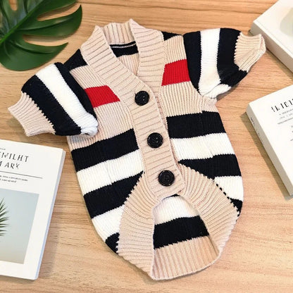 Dog Clothes Winter Fashion Dog Sweater Striped Dog Coat Chihuahua Bichon Frise Clothing Pet Costume Warm Sweaters Dog Cardigan