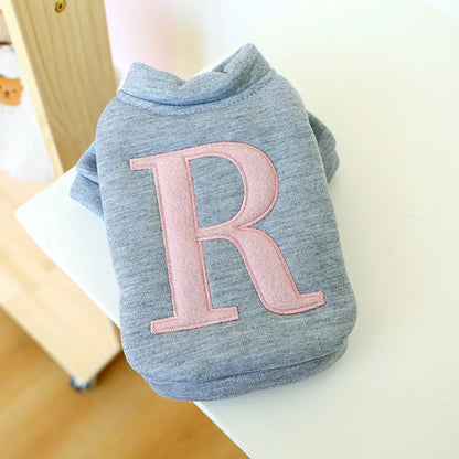 Clothes for Small Dogs Teddy than Bear Dog Clothes Autumn and Winter New Add Velvet Warm Warm Letter R Hoodie