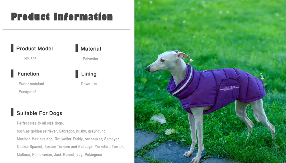 Dog Coat Apparels Costumes Jacket For Dogs Reflective High-necked Pet Quilted Puffer Warm Winter Large Dog clothes