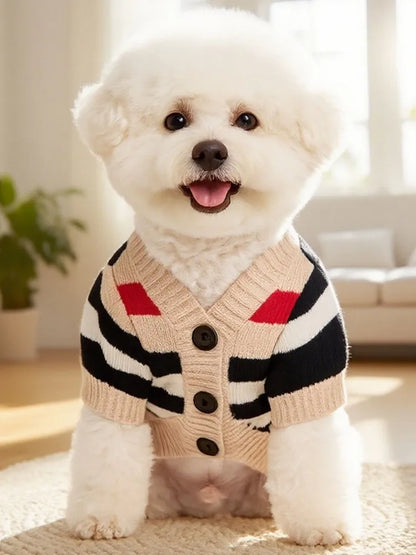 Dog Clothes Winter Fashion Dog Sweater Striped Dog Coat Chihuahua Bichon Frise Clothing Pet Costume Warm Sweaters Dog Cardigan