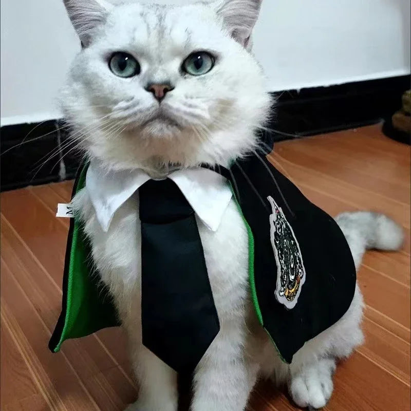 Cosplay Dogs Cloak Cape Magic Academy British Dogs Cloak Cos Embroidery Teddy Small Cat Pet Clothes Winter Fashion Pets Supplies