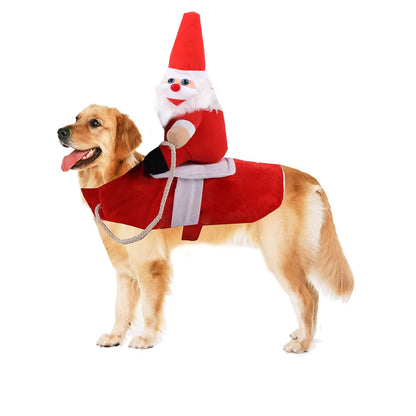 NONOR Dog Cat Christmas Costume Santa Claus Riding Pet Cosplay Clothes Christmas Party Design Spoof Clothes for Big Small Dog