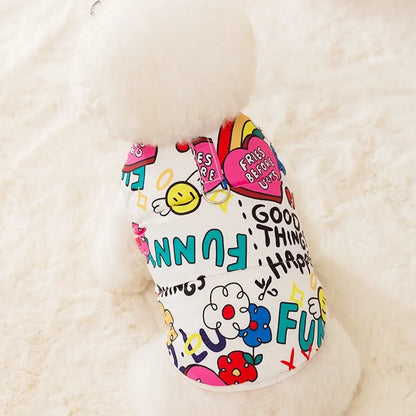 Fashion Print Dog Down Jacket Cute Soft Dog Clothes Winter Cat Jacket Coat Warm Puppy Costume Chihuahua French Bulldog Clothes