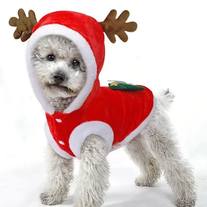 Christmas Pet Santa Costume Warm Flannel Hooded Jacket Winter Clothing For Small Dogs Cats Chihuahua Yorkshire Terrier Apparel