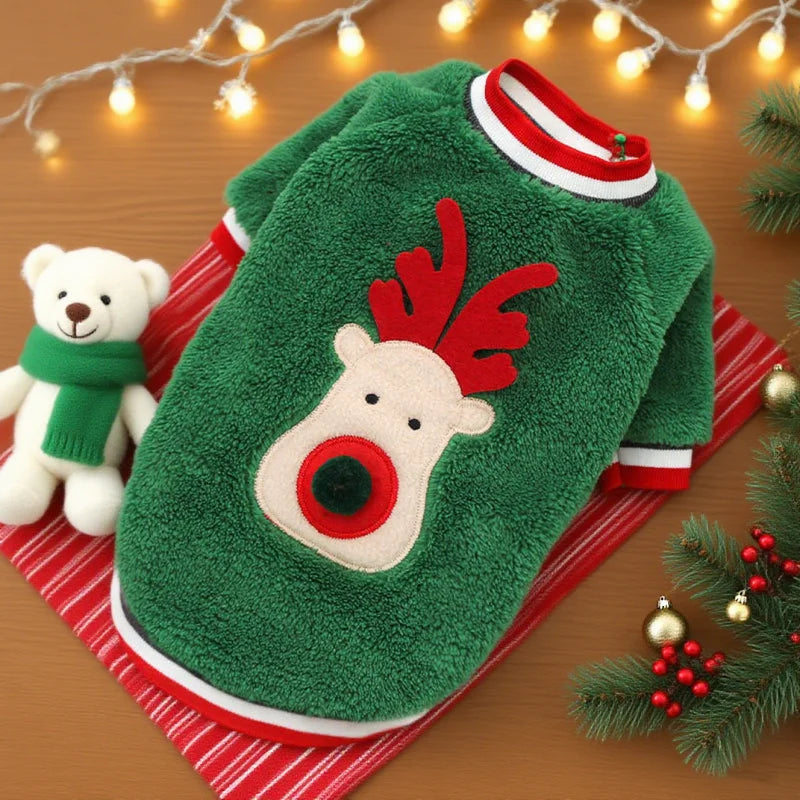 Dog Christmas Clothes Winter Warm Pet Clothes for Small Medium Dogs Elk Santa Claus Dog Cats Coat Hoodies Christmas Dogs Costume