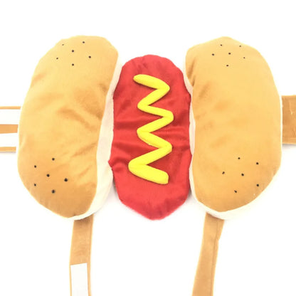 Funny Halloween Dog Costumes Hot Dog Shaped Dachshund Sausage Adjustable Clothes Pet Apparel Dressing Up Cat Party Costume Suit
