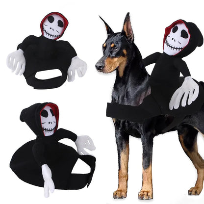 Halloween Pet Cosplay Costume Scary Doll Horseback Riding Outfit Dog Cat Spooky Pet Halloween Attire Dress Up Party Dog Vest