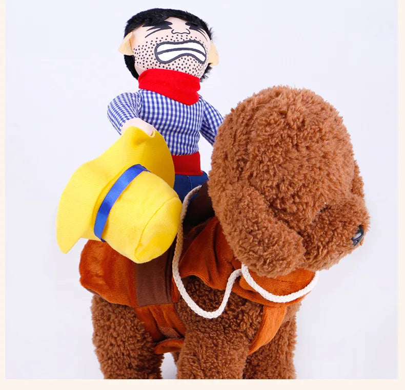 Dog fancy dress Horseback Riding Cosplay Costume Halloween Funny New Year's Dog Suit Soft Breathable Clothes Dogs Accessories