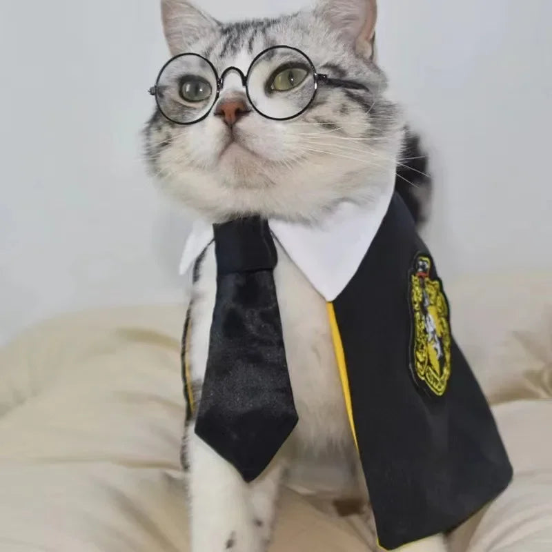 Cosplay Dogs Cloak Cape Magic Academy British Dogs Cloak Cos Embroidery Teddy Small Cat Pet Clothes Winter Fashion Pets Supplies