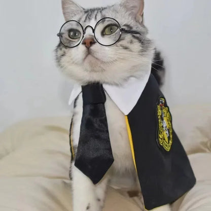 Cosplay Dogs Cloak Cape Magic Academy British Dogs Cloak Cos Embroidery Teddy Small Cat Pet Clothes Winter Fashion Pets Supplies