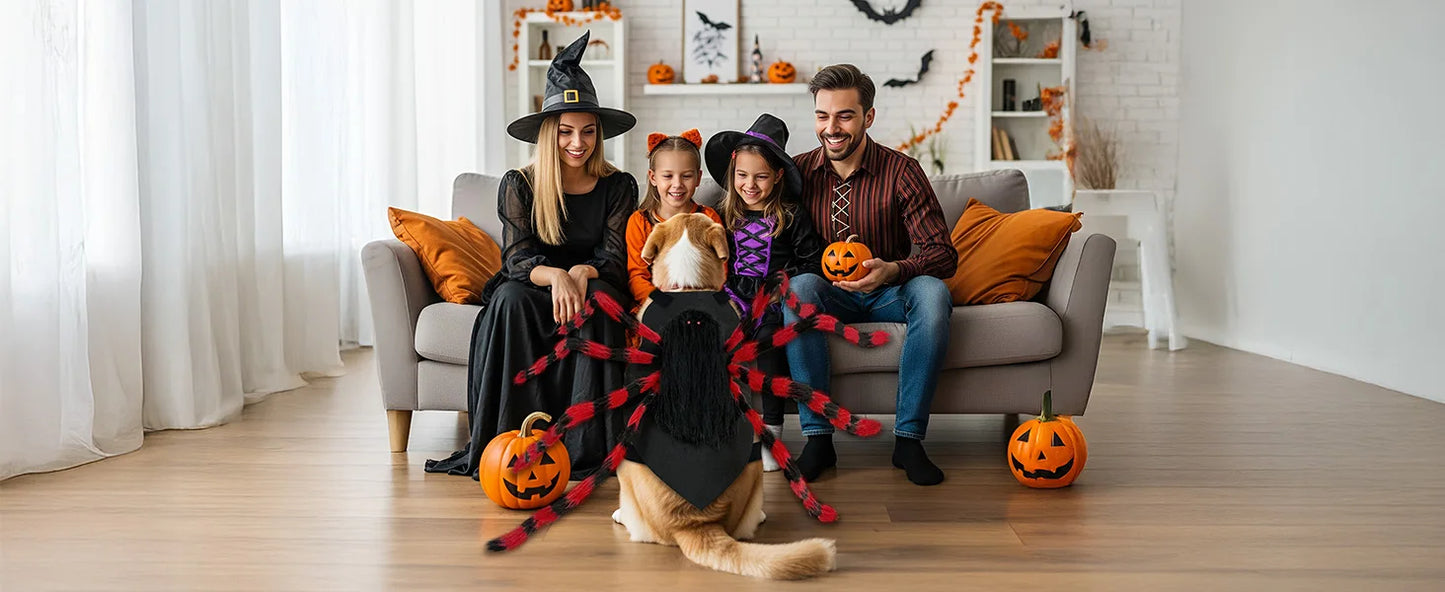 Dog Halloween Costume Large Breed,Dog Spider Costume with 64 LED,Funny Halloween Dogs Costumes for Halloween Party Cosplay (Red)
