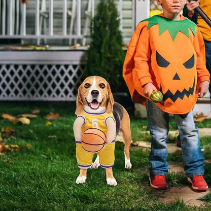 Dog Basketball Player Costume Funny Sports Cosplay Clothes Breathable Puppy Holding Basketball Clothing With Ball Halloween