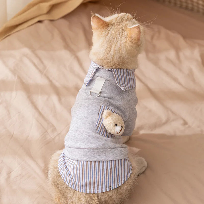 Dog Clothes 2025 Cute Bear Puppy Hoodies Autumn Winter Warm Coat Polo Shirts Cat Clothing Chihuhua Bichon Apparels Dog Pullover